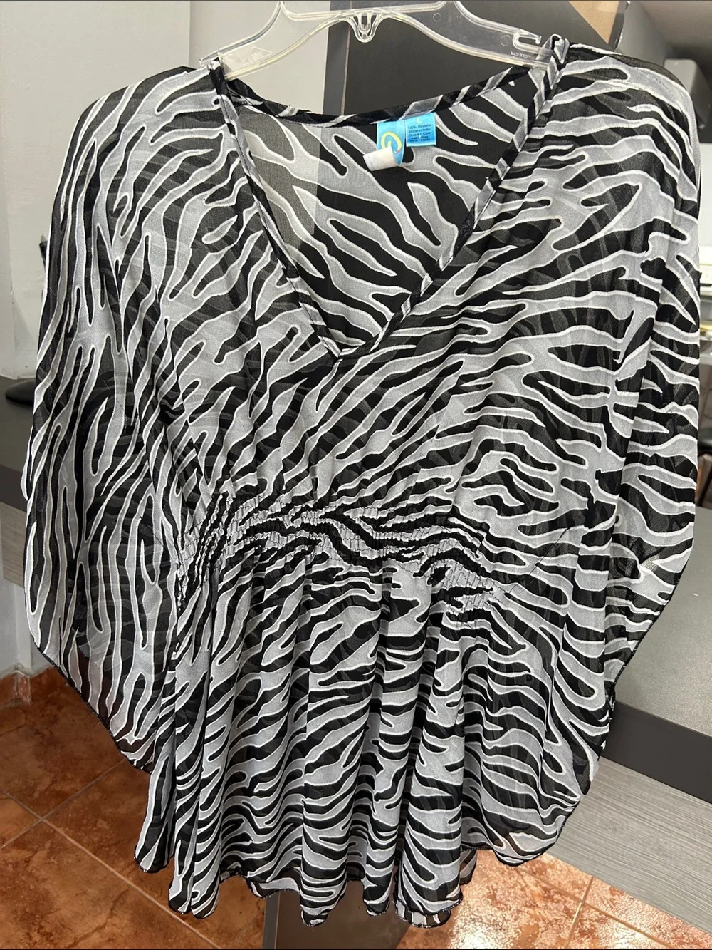 Japna Black and White Zebra Print Swim Coverup